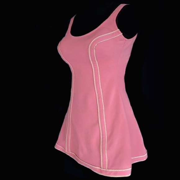 Vintage Pink One Piece Swim Dress - Picture 2 of 10